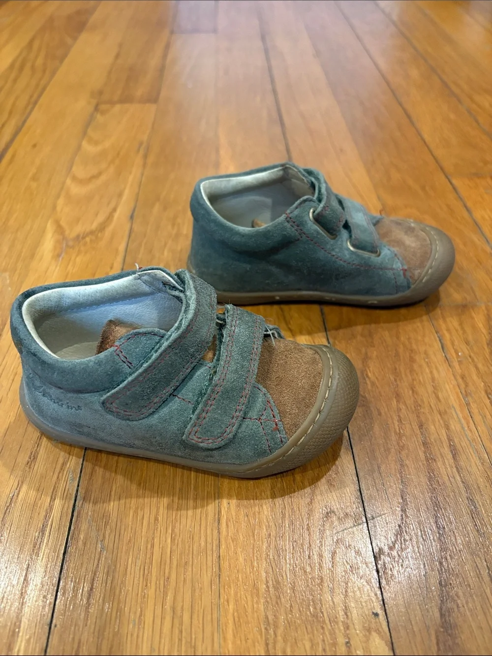 Naturino Olive Green Suede Double-Velcro Toddler Shoes